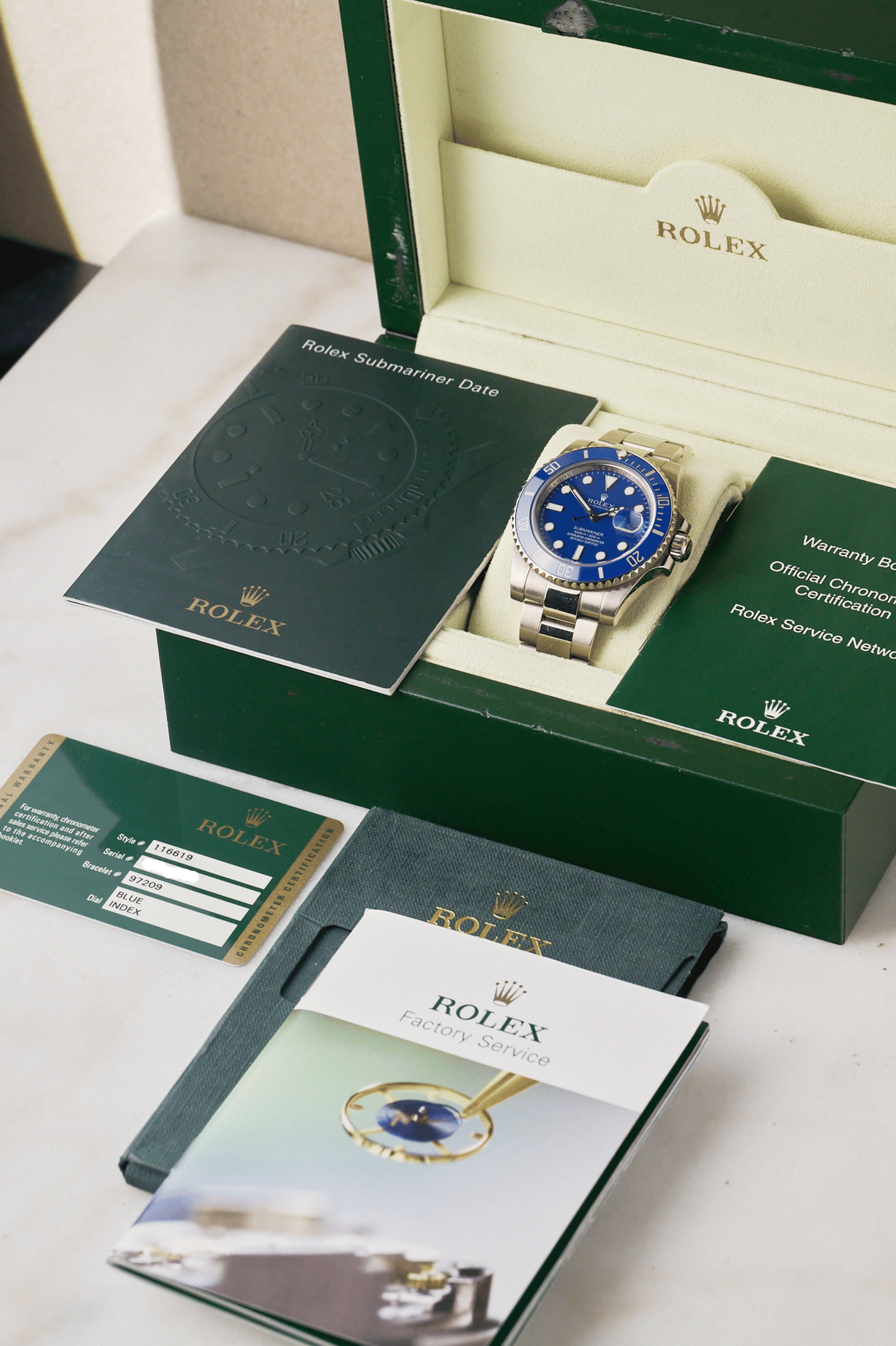 2016 Rolex Submariner Date 116619LB WG "Smurf"